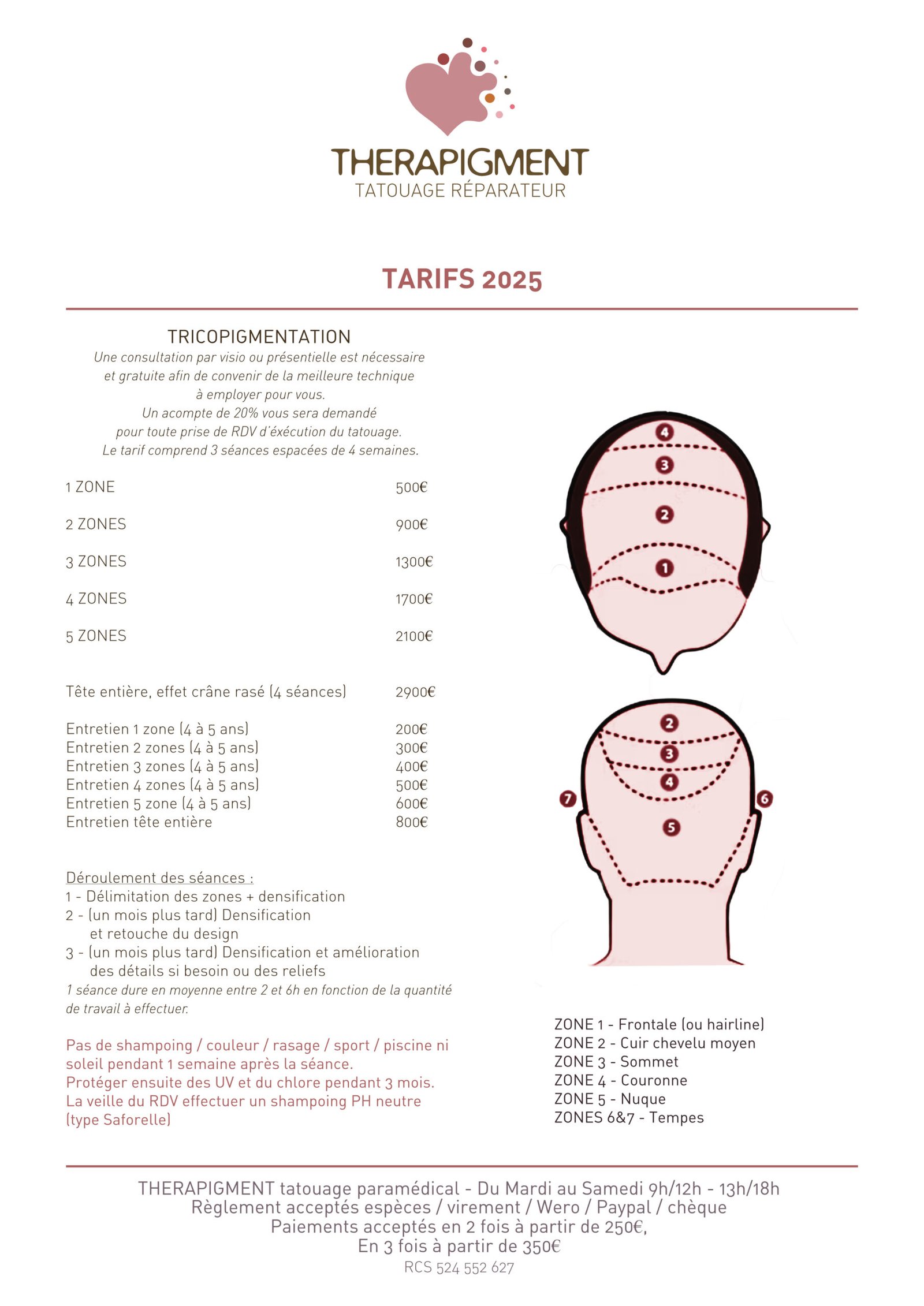 Tarifs Tricopigmentation 2025 Therapigment